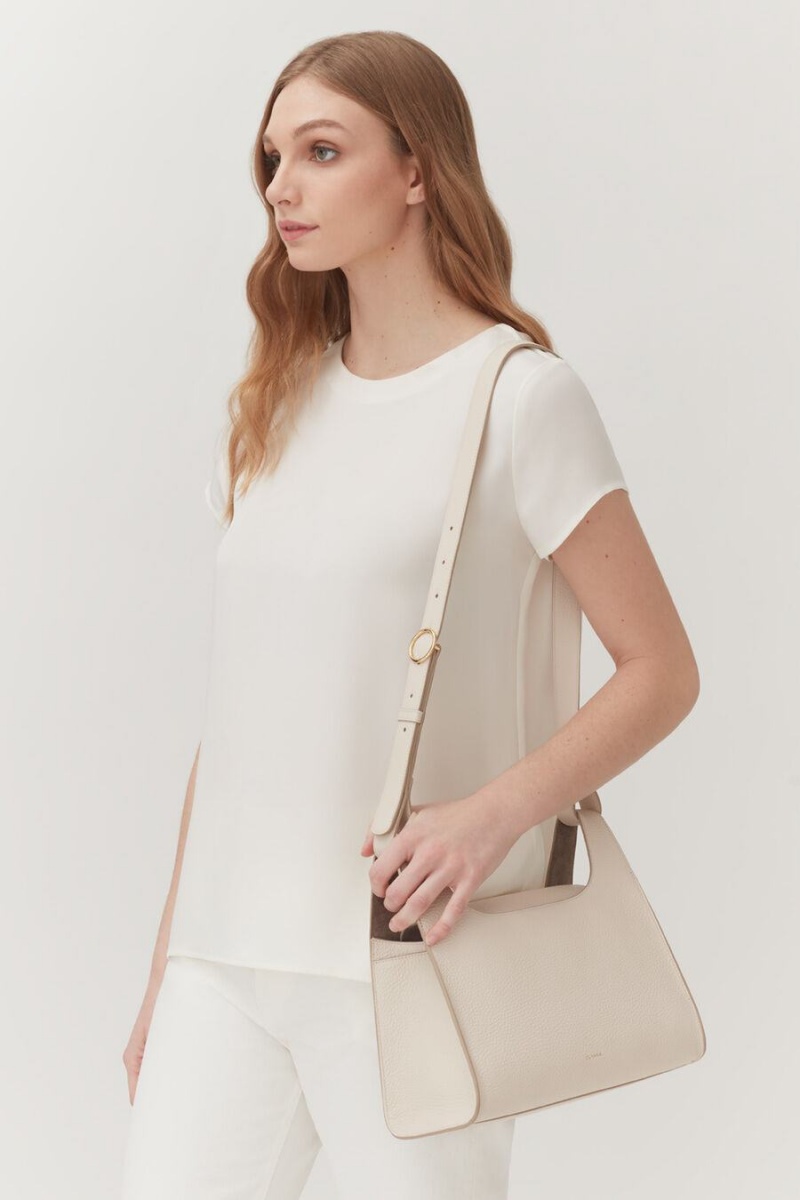 Sacs à Bandoulière Cuyana Double Loop Blanche Femme | OAS-6083494