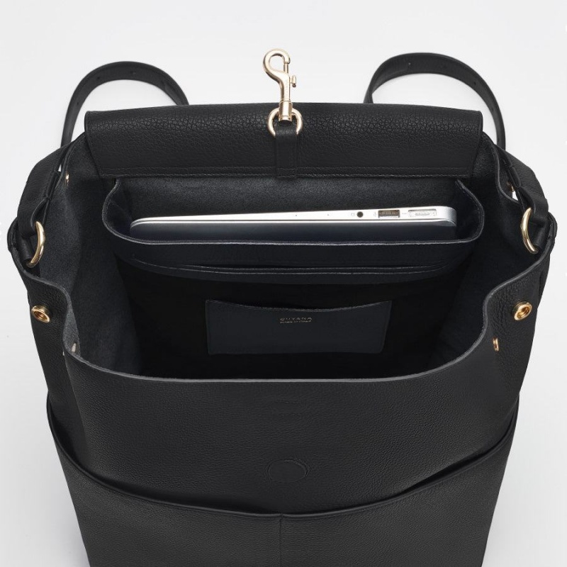 Sacs à Dos Cuyana Cuir Noir Femme | PQO-6169902