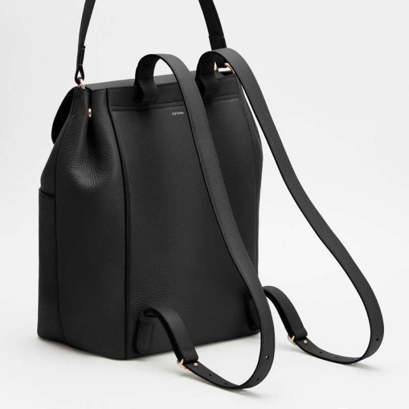 Sacs à Dos Cuyana Cuir Noir Femme | PQO-6169902