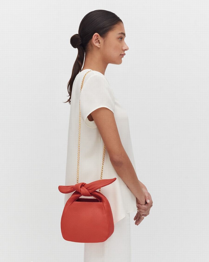 Sacs à Bandoulière Cuyana Mini Bow Corail Foncé Femme | GHE-0180806