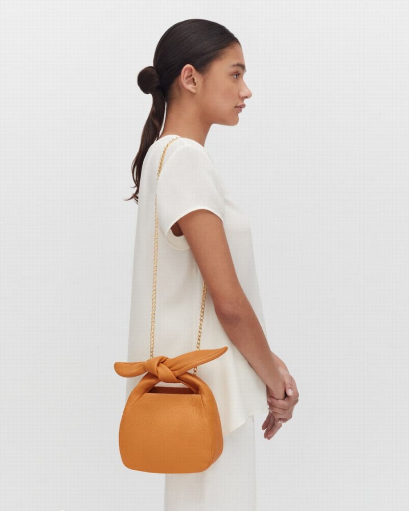 Sacs à Bandoulière Cuyana Mini Bow Jaune Femme | LTA-4994570