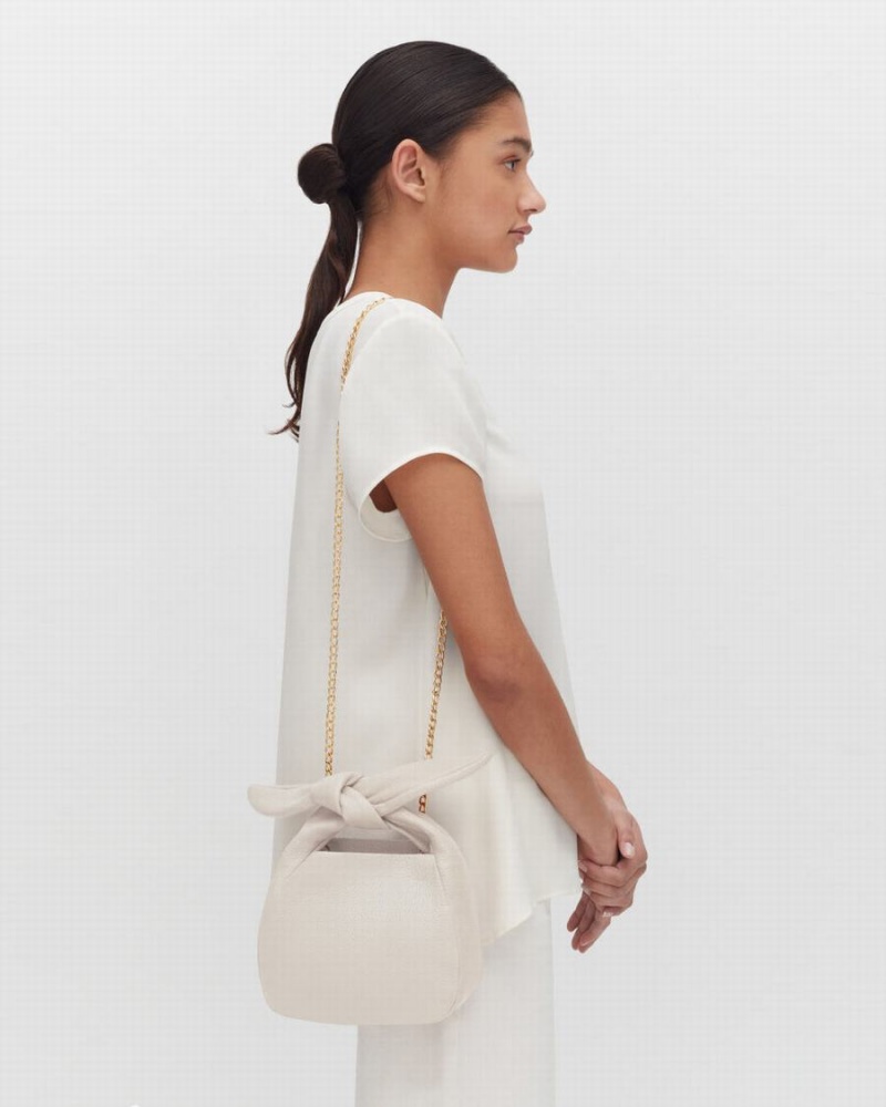 Sacs à Bandoulière Cuyana Mini Bow Blanche Femme | IQA-5500598