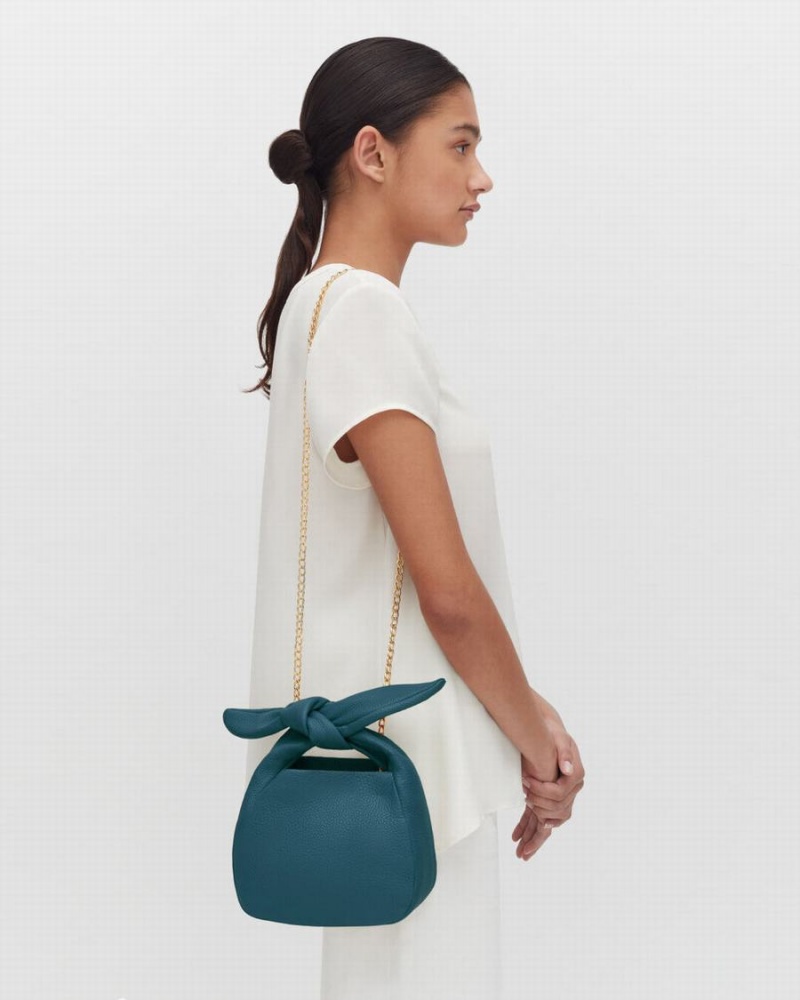 Sacs à Bandoulière Cuyana Mini Bow Bleu Femme | UGK-6231637