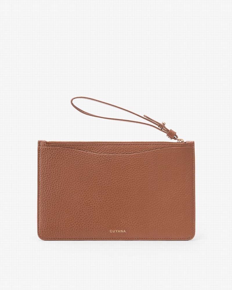 Portefeuilles Cuyana Slim Wristlet Marron Femme | QTF-9961887