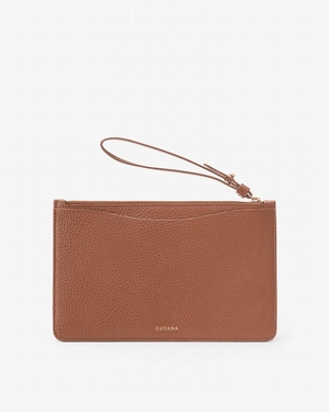 Portefeuilles Cuyana Slim Wristlet Marron Femme | QTF-9961887