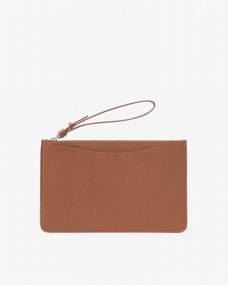 Portefeuilles Cuyana Slim Wristlet Marron Femme | QTF-9961887