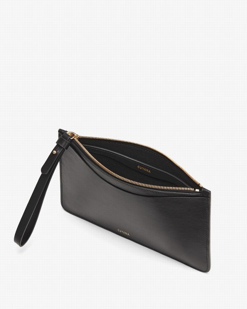 Portefeuilles Cuyana Slim Wristlet Noir Femme | KTI-1511660