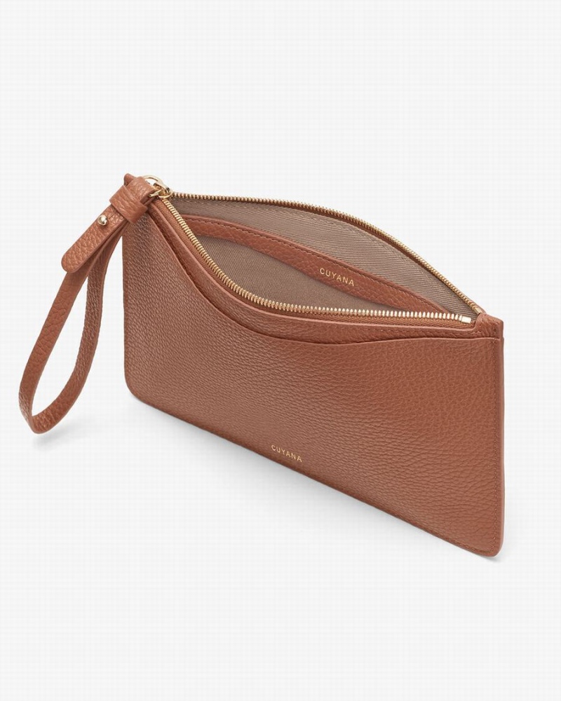 Portefeuilles Cuyana Slim Wristlet Marron Femme | QTF-9961887