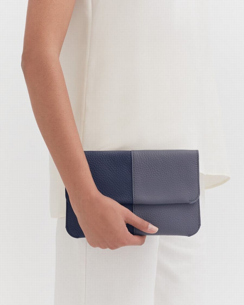 Pochettes Cuyana System Flap Bleu Marine Femme | AXH-2179262