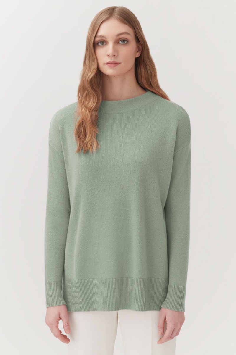 Chandails Cuyana Single-Origin Cashmere Funnel Neck Vert Femme | RAZ-5253981