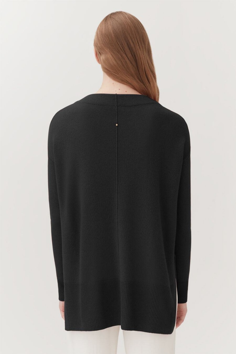 Chandails Cuyana Single-Origin Cashmere Funnel Neck Noir Femme | REJ-1724890