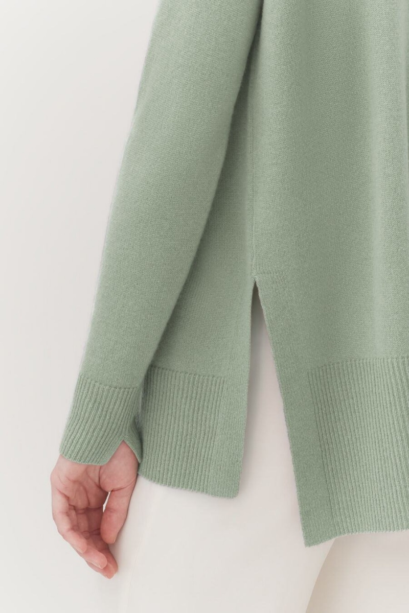 Chandails Cuyana Single-Origin Cashmere Funnel Neck Vert Femme | RAZ-5253981