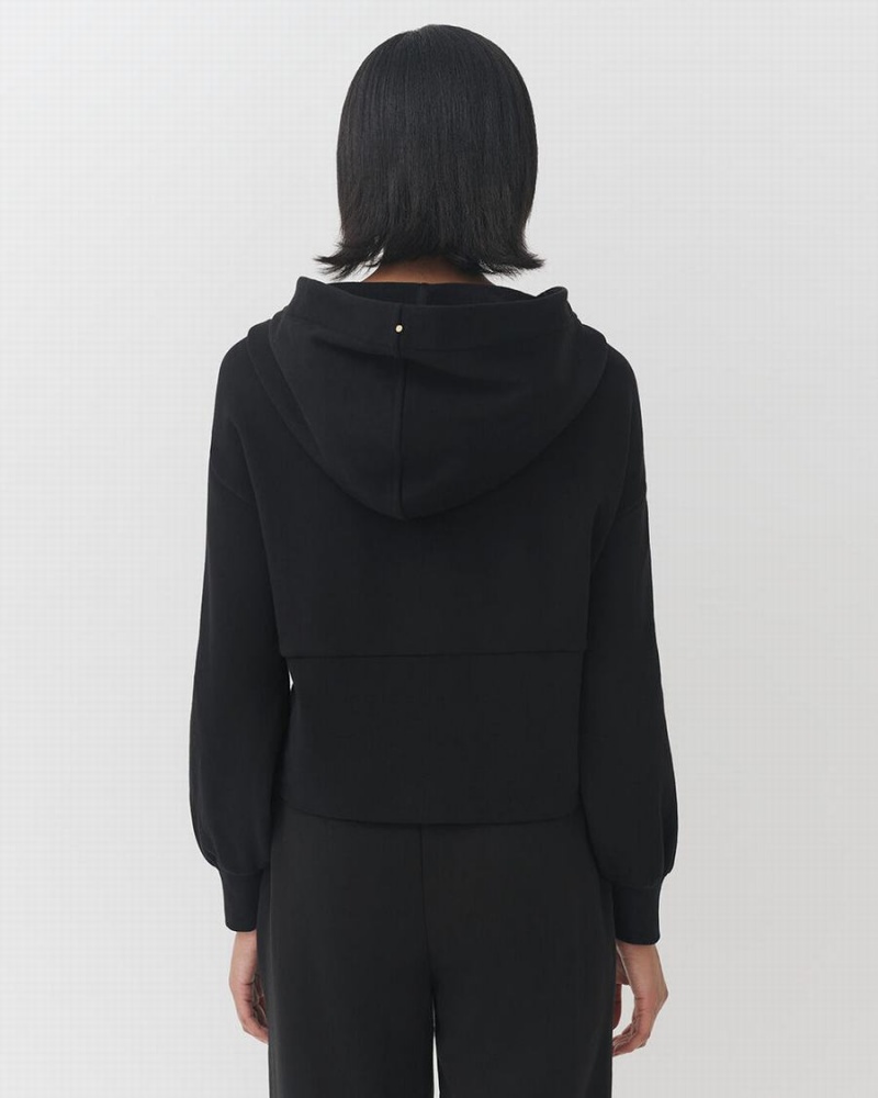 Sweat a Capuche Cuyana Terry Zip Front Noir Femme | QYY-9777859