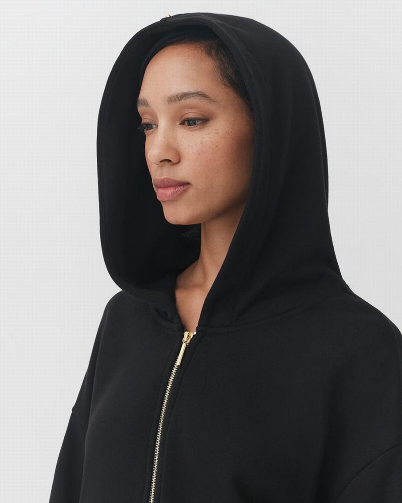 Sweat a Capuche Cuyana Terry Zip Front Noir Femme | QYY-9777859