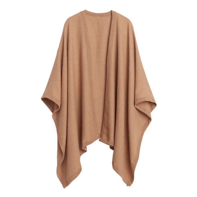 Chandails Cuyana Baby Alpaca Square Edge Cape Marron Femme | ZHY-7645675