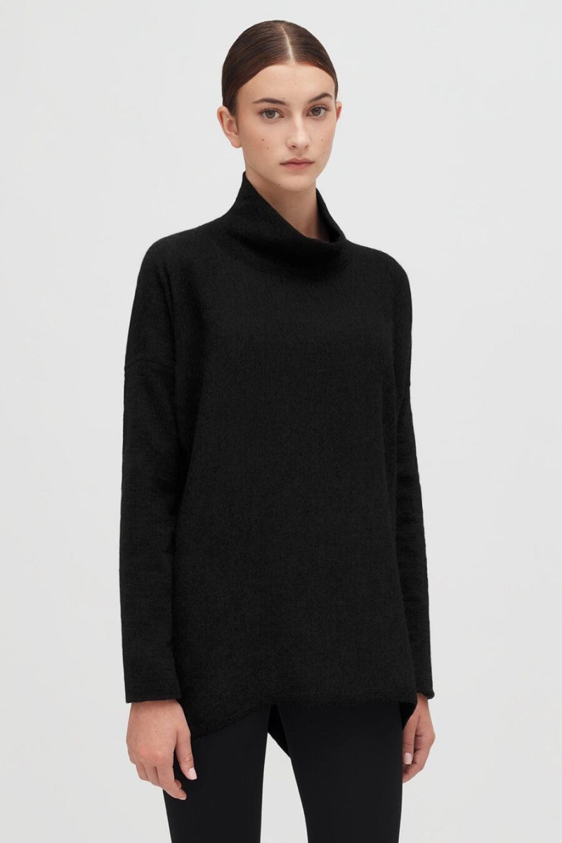 Chandails Cuyana Alpaca Open-Back Turtleneck Noir Femme | VBG-6633985