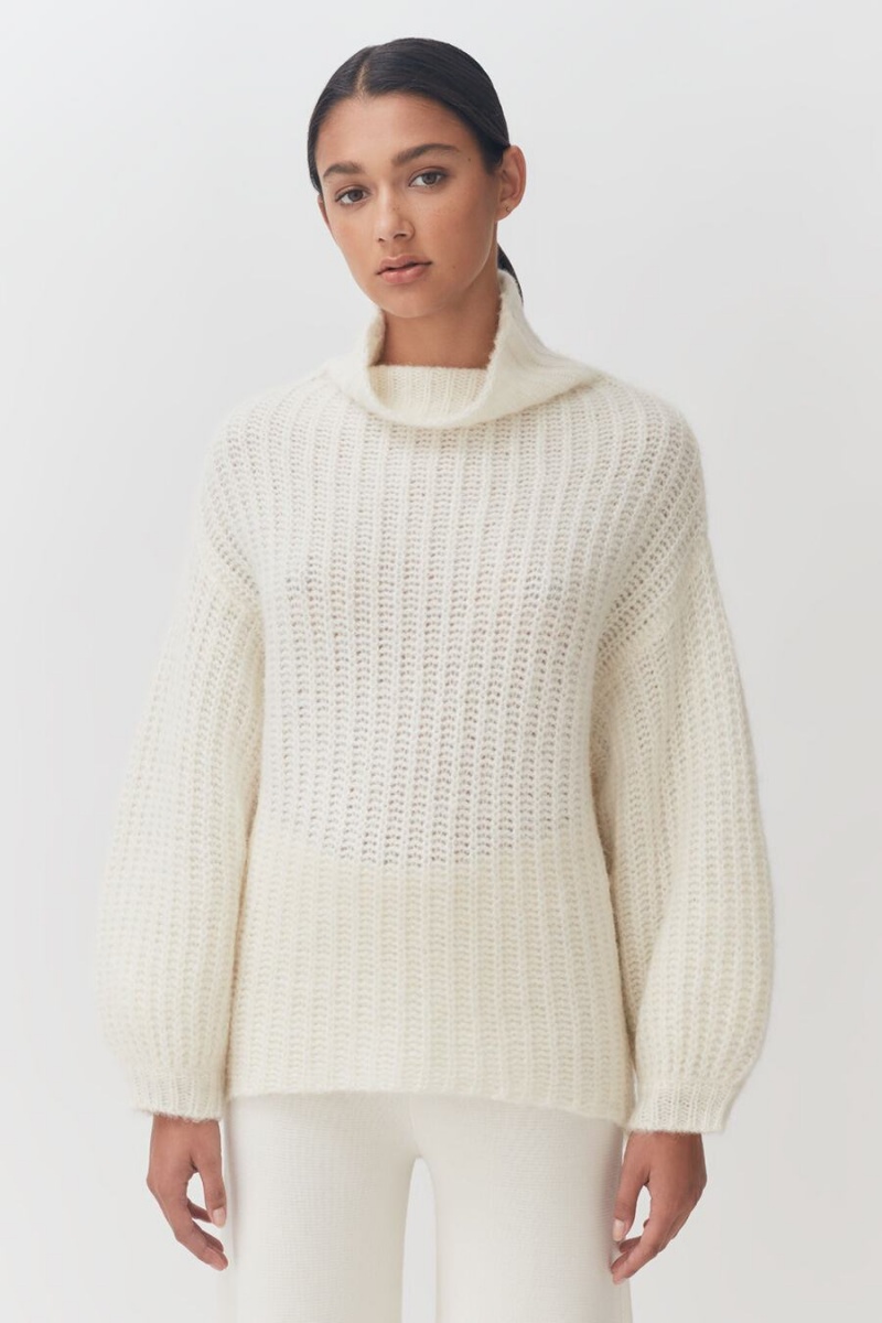 Chandails Cuyana Alpaca Laine Turtleneck Blanche Femme | BWA-4666190