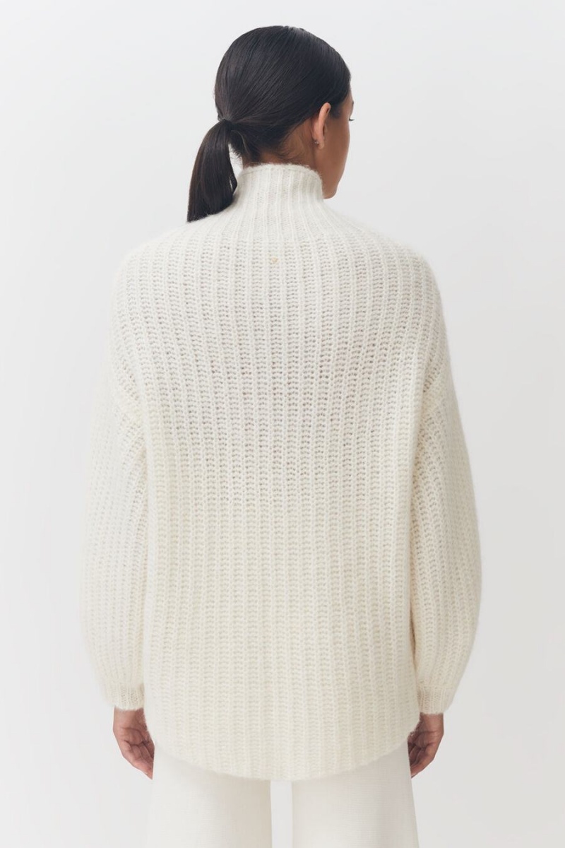 Chandails Cuyana Alpaca Laine Turtleneck Blanche Femme | BWA-4666190