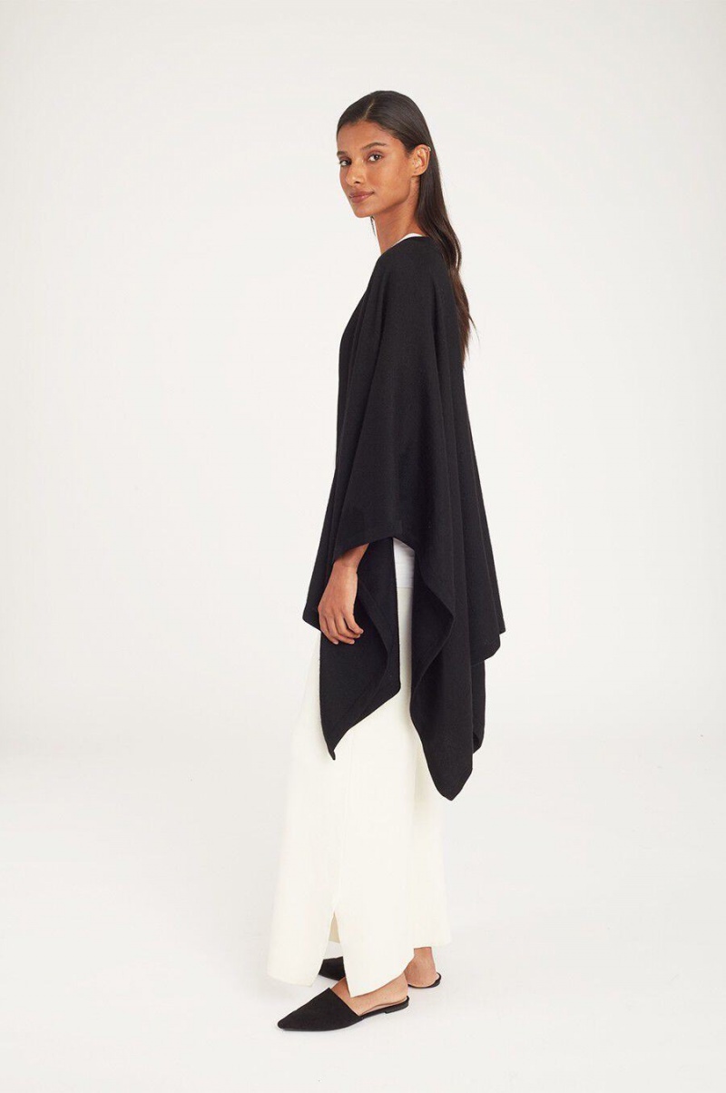 Chandails Cuyana Baby Alpaca Square Edge Cape Noir Femme | RES-0865816