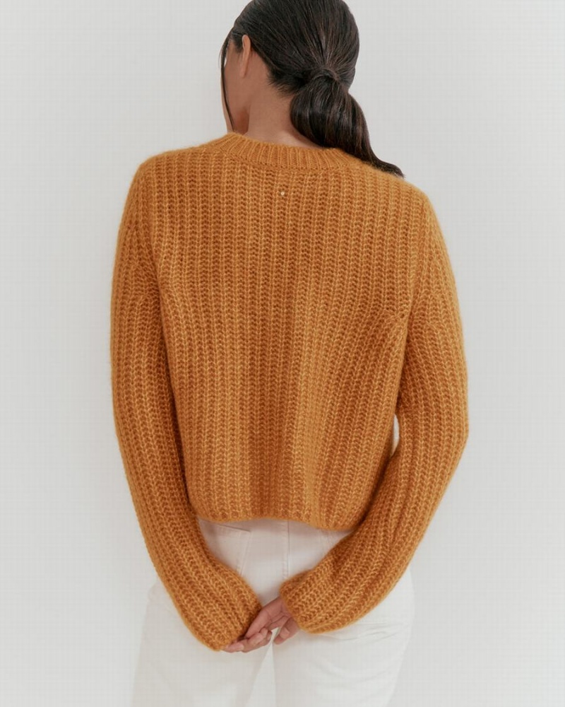 Chandails Cuyana Alpaca Laine Crewneck Jaune Femme | VEI-0742514