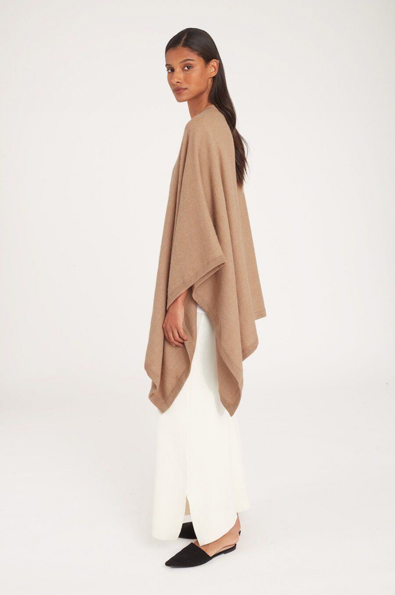 Chandails Cuyana Baby Alpaca Square Edge Cape Marron Femme | ZHY-7645675