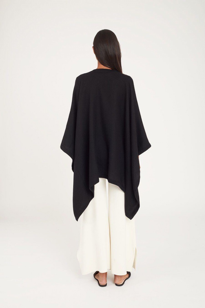 Chandails Cuyana Baby Alpaca Square Edge Cape Noir Femme | RES-0865816