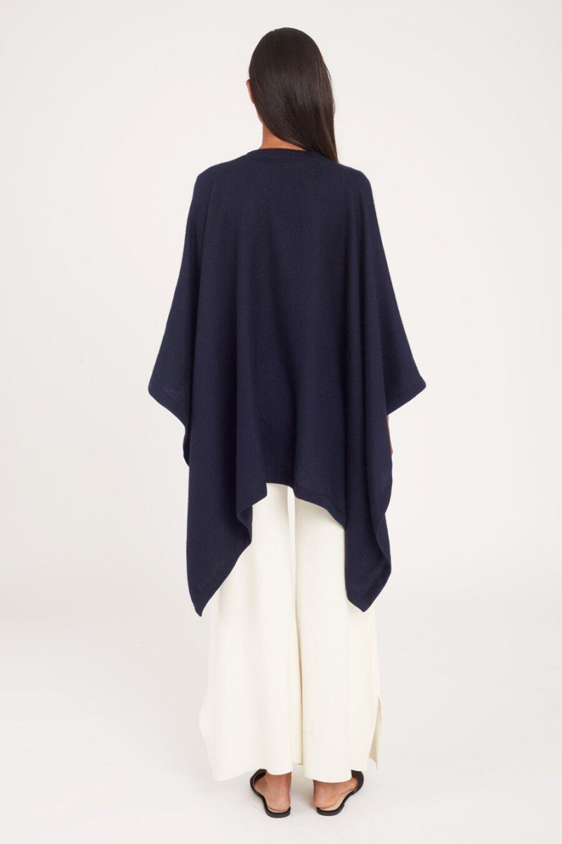 Chandails Cuyana Baby Alpaca Square Edge Cape Bleu Marine Femme | ALW-3701438