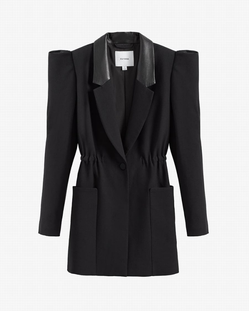 Blazer Cuyana Draped Sleeve Noir Femme | QRP-5772386