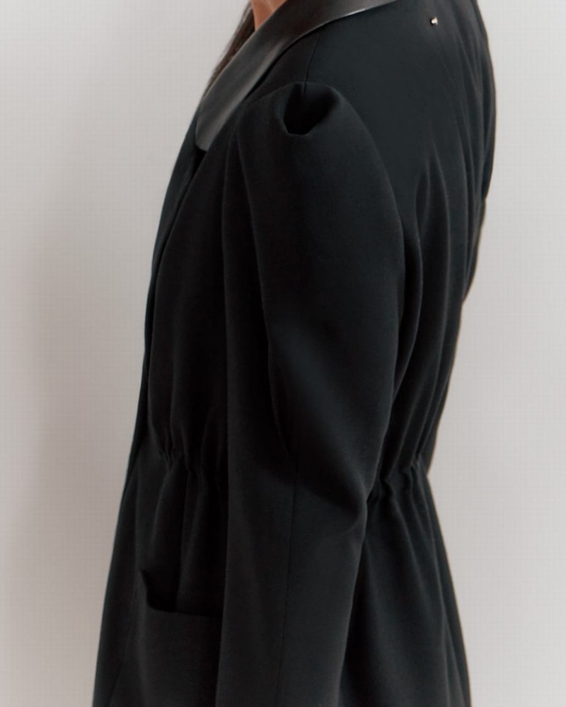 Blazer Cuyana Draped Sleeve Noir Femme | QRP-5772386