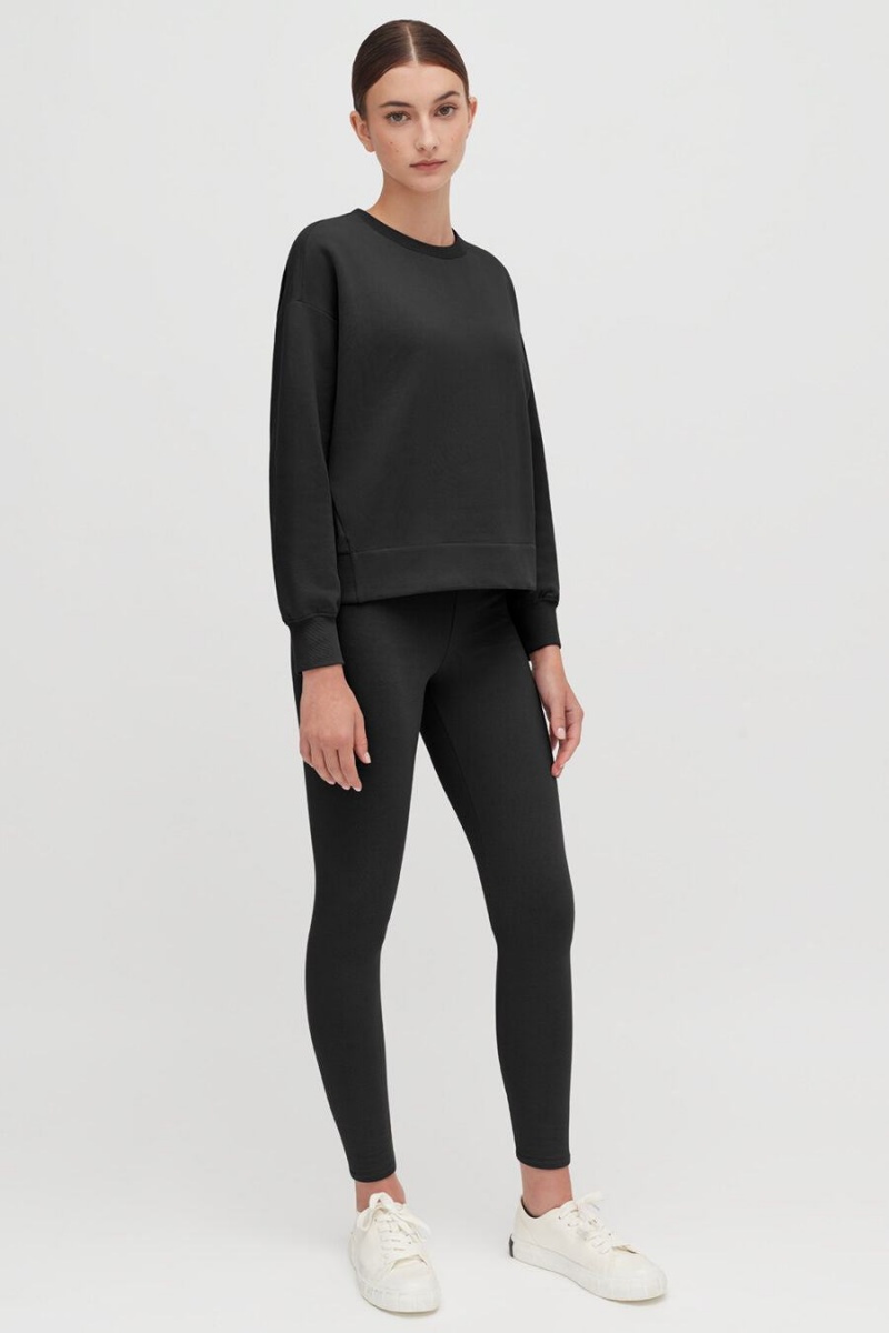 Sweats Cuyana Fleece Cropped Noir Femme | XAV-9780298