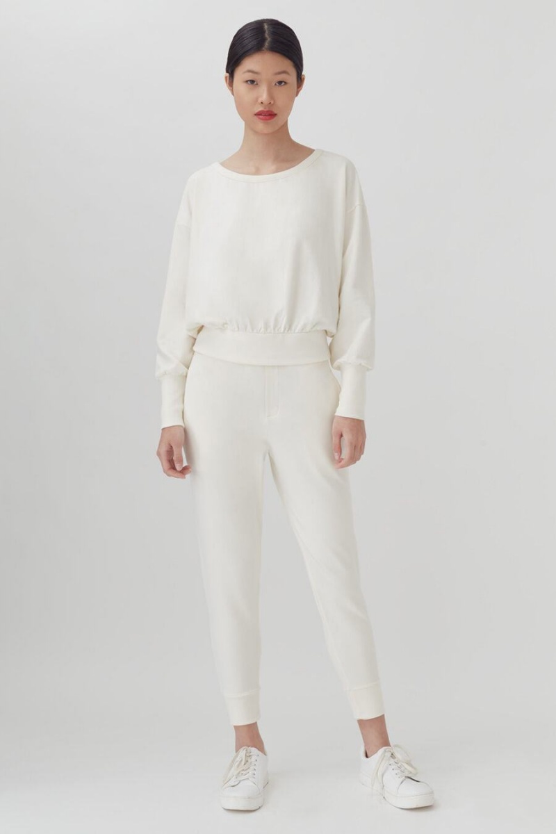 Sweats Cuyana French Terry Boatneck Blanche Femme | VHY-1782809