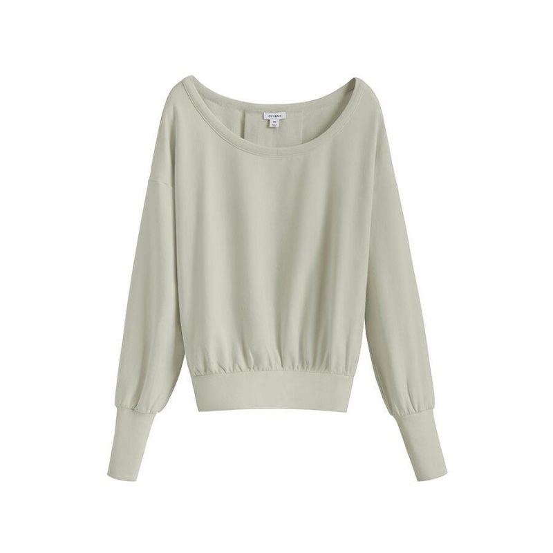 Sweats Cuyana French Terry Boatneck Vert Femme | WER-0064562