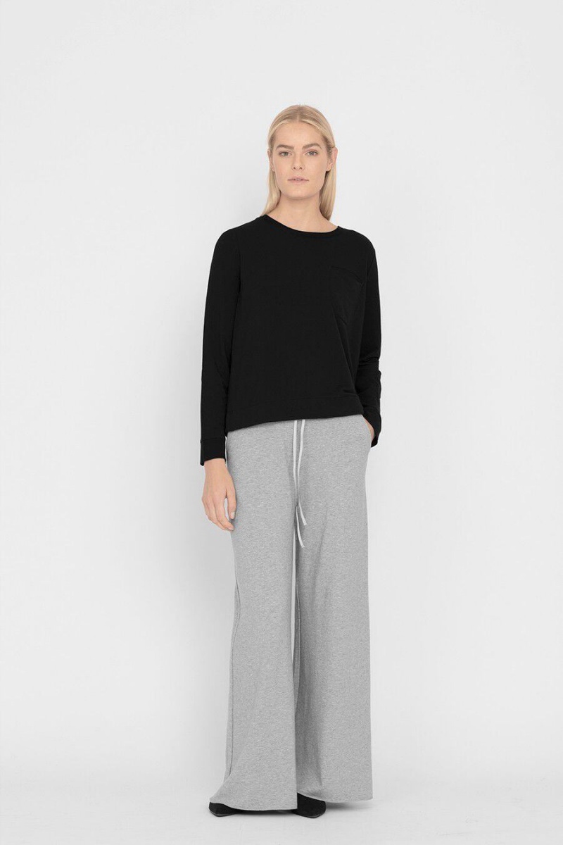 Sweats Cuyana French Terry Pleat-Back Noir Femme | QDH-0634373