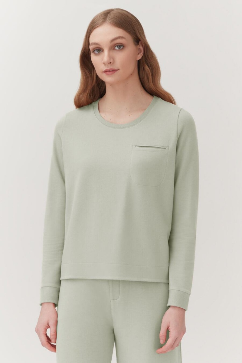 Sweats Cuyana French Terry Pleat-Back Vert Femme | JNK-3818627