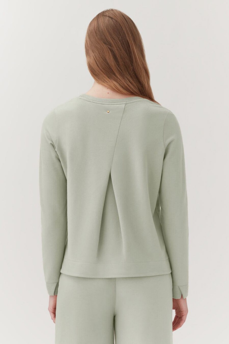 Sweats Cuyana French Terry Pleat-Back Vert Femme | JNK-3818627