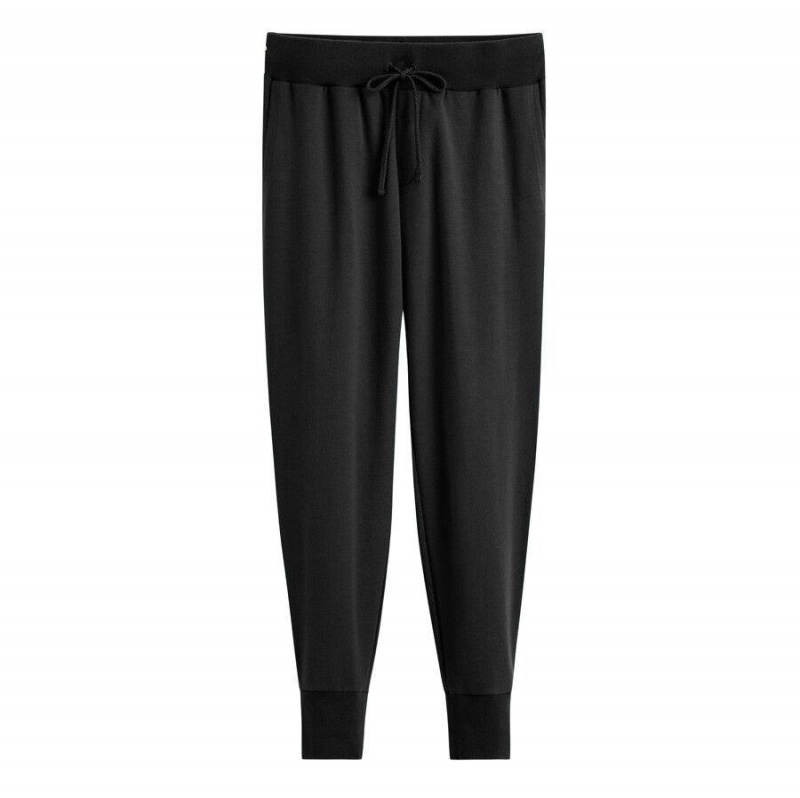 Pantalon Cuyana French Terry Tapered Lounge Noir Femme | VXR-0209336