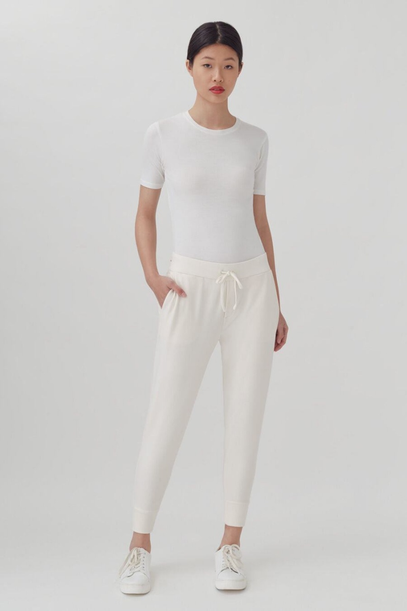 Pantalon Cuyana French Terry Tapered Lounge Blanche Femme | XXN-1526535