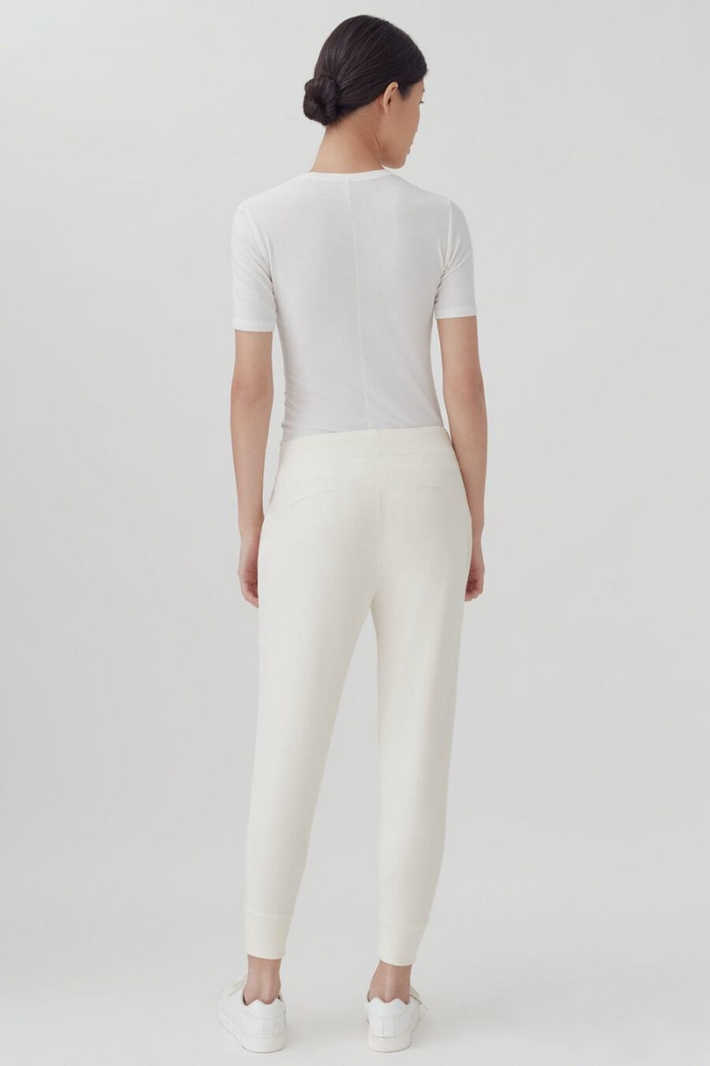 Pantalon Cuyana French Terry Tapered Lounge Blanche Femme | XXN-1526535