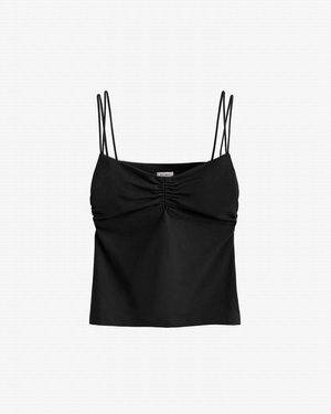 Debardeur Cuyana Gathered Front Cami Noir Femme | UNH-3078956