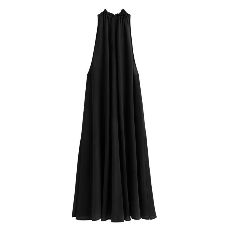 Peignoir Cuyana Gathered-Neck Maxi Cover Up Noir Femme | QQF-3272559