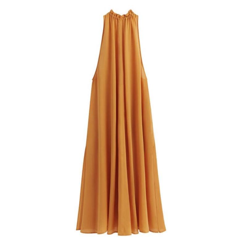 Peignoir Cuyana Gathered-Neck Maxi Cover Up Jaune Femme | JSN-9190249