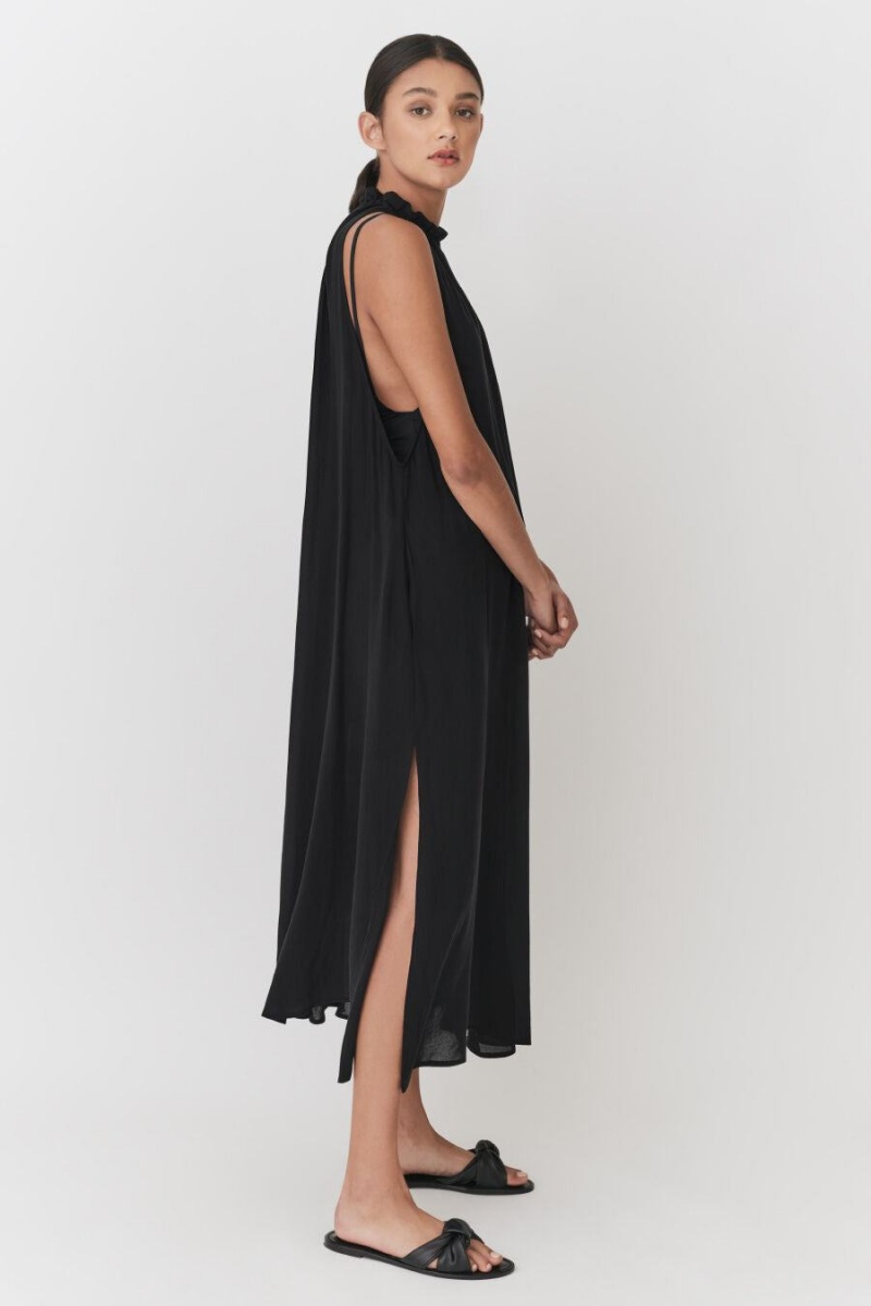 Peignoir Cuyana Gathered-Neck Maxi Cover Up Noir Femme | QQF-3272559