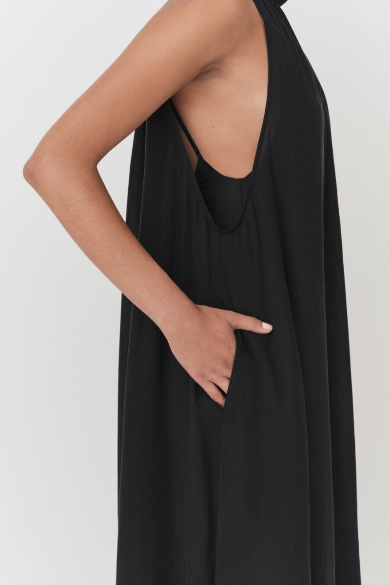 Peignoir Cuyana Gathered-Neck Maxi Cover Up Noir Femme | QQF-3272559