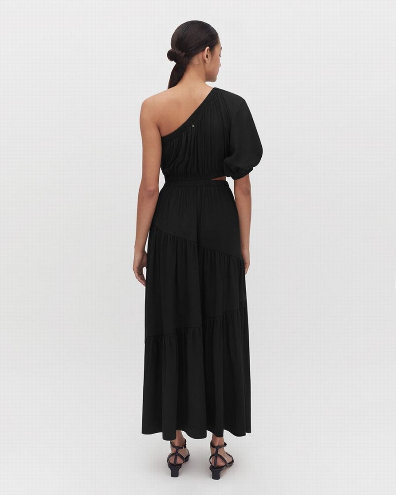 Peignoir Cuyana Gathered One Shoulder Noir Femme | DQW-0937474