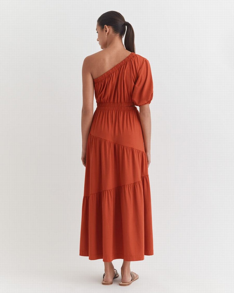 Peignoir Cuyana Gathered One Shoulder Orange Femme | WQY-0256307