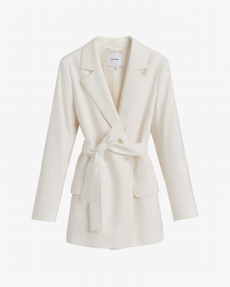 Blazer Cuyana Linen Relaxed Blanche Femme | ETJ-5193325