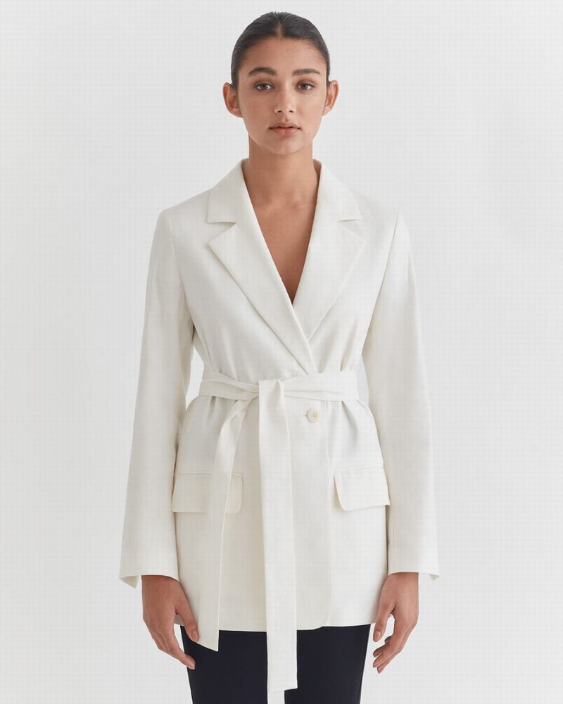 Blazer Cuyana Linen Relaxed Blanche Femme | ETJ-5193325