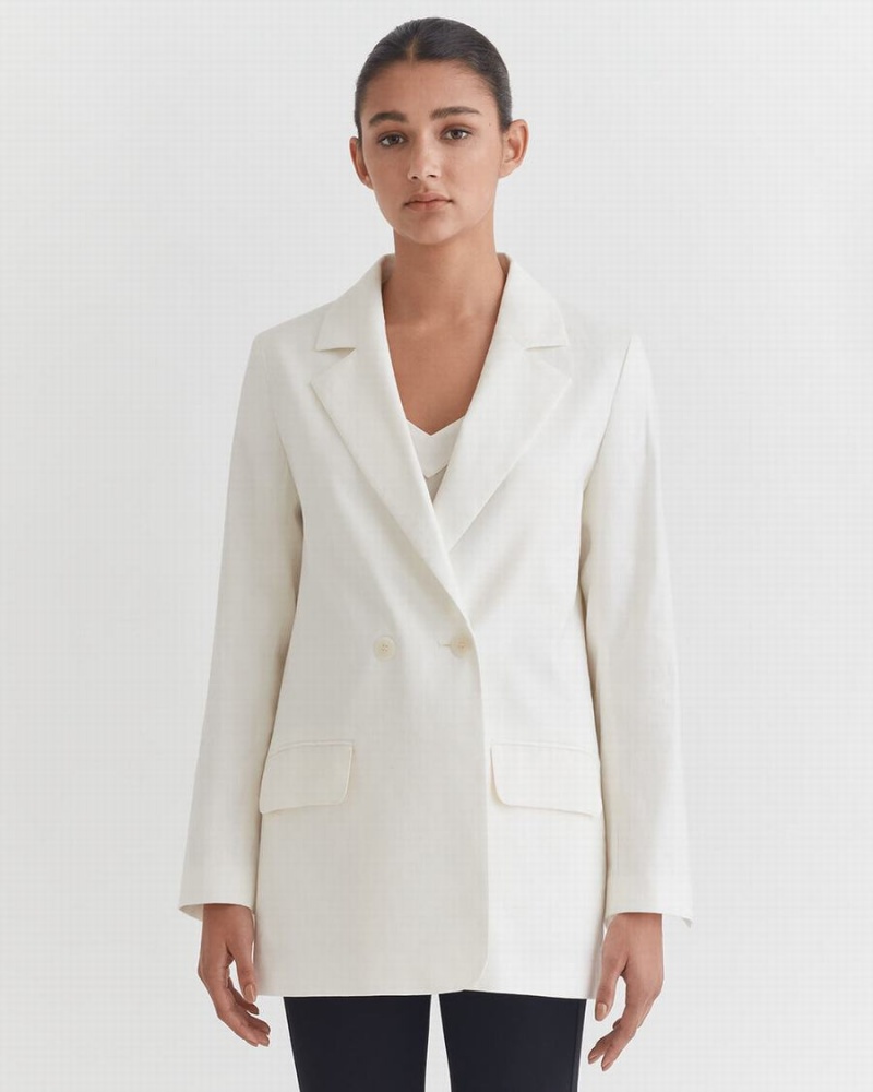 Blazer Cuyana Linen Relaxed Blanche Femme | ETJ-5193325