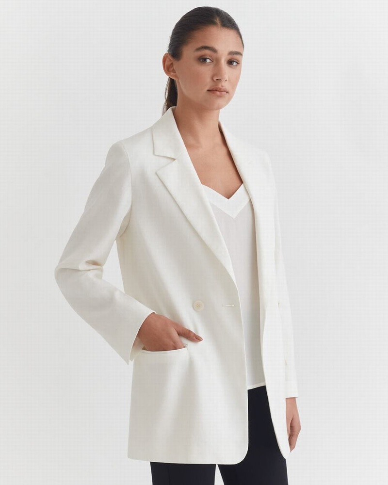 Blazer Cuyana Linen Relaxed Blanche Femme | ETJ-5193325