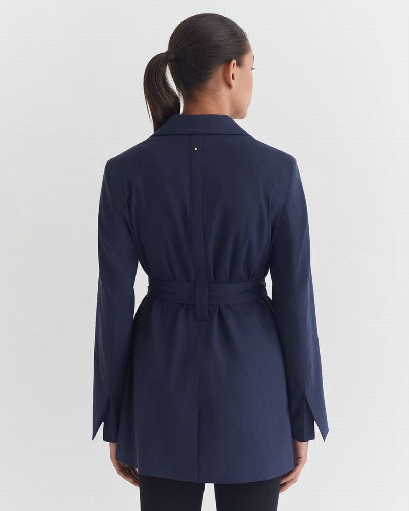 Blazer Cuyana Linen Relaxed Bleu Marine Femme | GVG-3230971